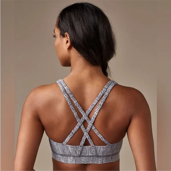 Lululemon Energy Sports Bra 4 Power Luxtreme Arrow Jacquard Silver Spoon Size 8 - Picture 2 of 7